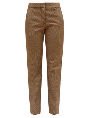 Givenchy - Houndstooth-check Twill Trousers - Womens - Brown