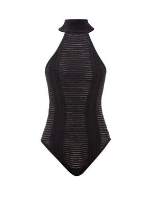 Balmain - Cut-out High-neck Bodysuit - Womens - Black