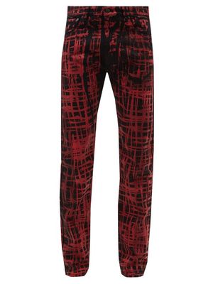 Maximilian - Check-print Jeans - Mens - Red Multi