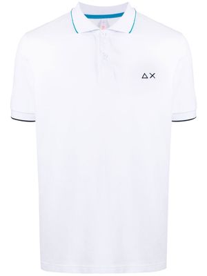 Sun 68 embroidered-logo cotton polo shirt - White