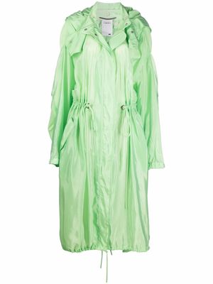 Stella McCartney moiré-effect hooded coat - Green