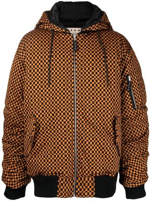 Marni checkered zipped hoodie - Brown