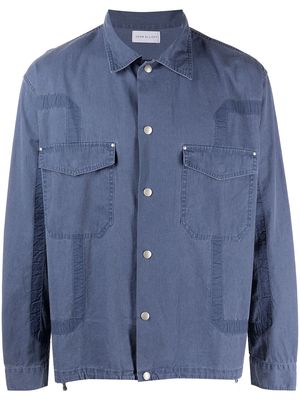 John Elliott cotton poplin Frame II snap shirt - Blue