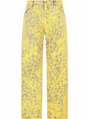 Dolce & Gabbana acid-wash wide leg jeans - Yellow