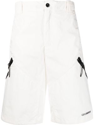 C.P. Company logo-print cotton shorts - White