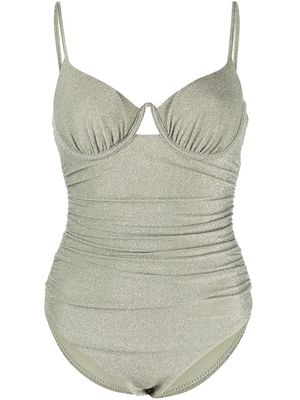 Jonathan Simkhai metallic ruched cup swimshuit - Green