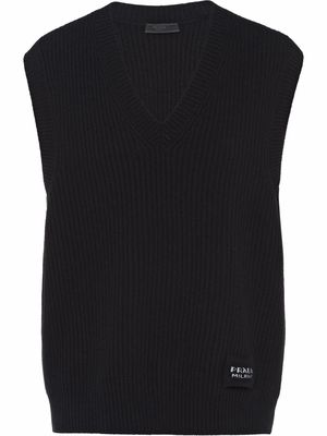 Prada knitted wool-cashmere vest top - Black
