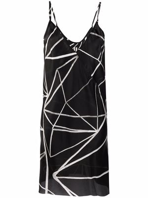 Rick Owens abstract-pattern slip dress - Black