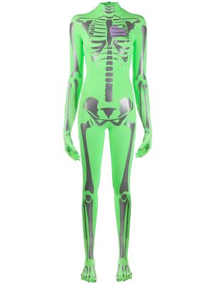 Natasha Zinko metallic-effect skeleton playsuit - Green