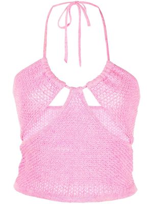 Victor Glemaud waffle-knit halterneck top - Pink