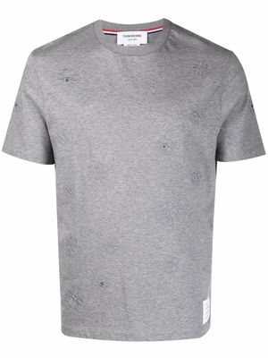 Thom Browne floral-embroidery T-shirt - Grey