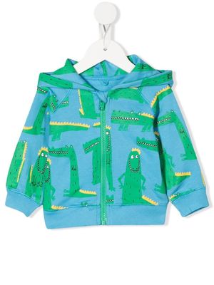 Stella McCartney Kids alligator print zipped hoodie - Blue