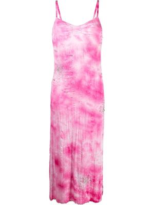 DES PHEMMES tie dye-print maxi dress - Pink