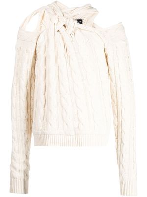 Y/Project asymmetric cable-knit jumper - Neutrals