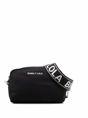 Bimba y Lola small logo-plaque shoulder bag - Black