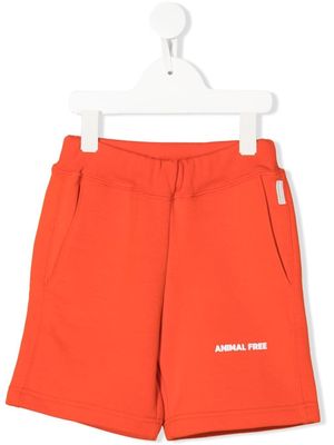 Save The Duck Kids logo-print cotton track shorts - Orange