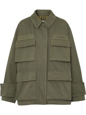 Burberry globe-detail gabardine jacket - Green