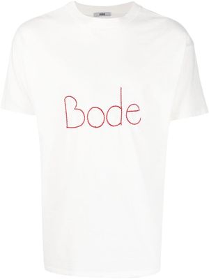 BODE embroidered logo crew neck T-shirt - White