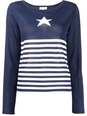 agnès b. Striped Star knitted jumper - Blue