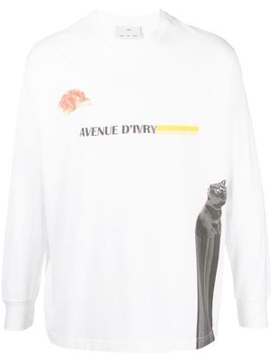 Song For The Mute Warped Cat long-sleeve T-shirt - White