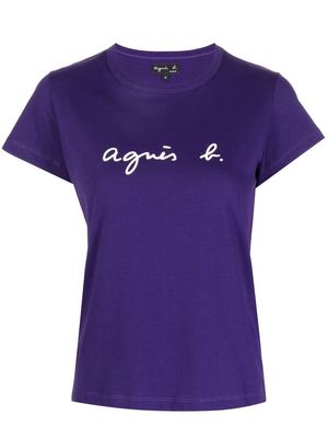 agnès b. logo-print cotton T-shirt - Purple
