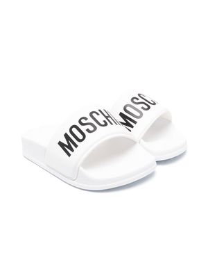 Moschino Kids logo open-toe slides - White