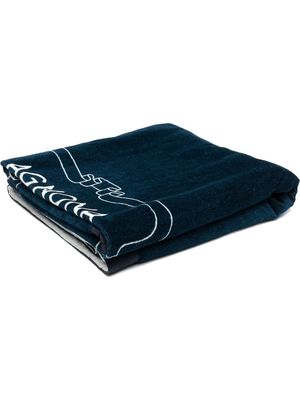 Agnona logo-print beach towel - Blue