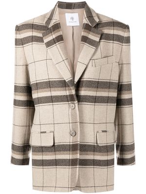 ANINE BING quinn single-breasted plaid blazer - Neutrals
