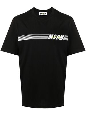 MSGM logo-stripe cotton T-shirt - Black