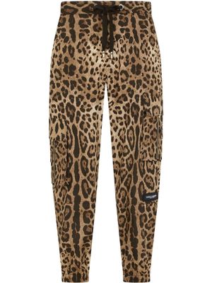 Dolce & Gabbana leopard print drawstring track pants - Brown