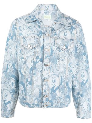 Aries all-over graphic print denim jacket - Blue