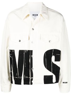 MSGM logo-print relaxed denim jacket - White