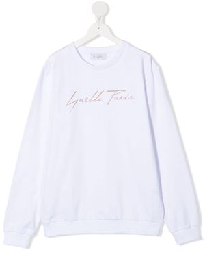 Gaelle Paris Kids logo-print crew-neck sweatshirt - White