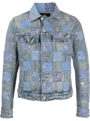 AMIRI bandana-patchwork denim jacket - Blue