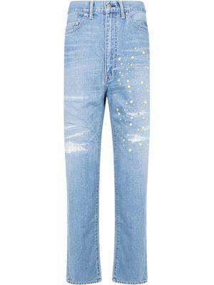 A BATHING APE® x Kid Cudi damaged straight-leg jeans - Blue
