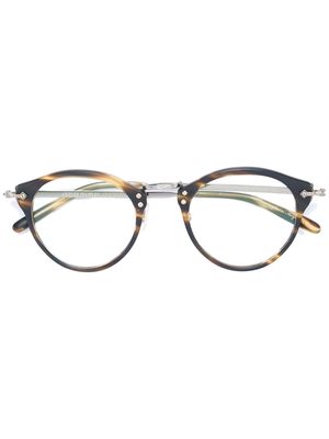 Oliver Peoples turtle print glasses - Brown