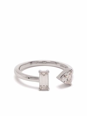 VRAI 14kt white gold mixed diamond cuff ring - Silver