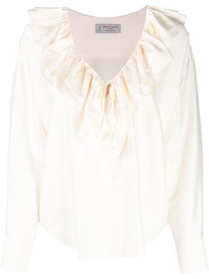 Alberto Biani ruffle-collar silk blouse - Neutrals
