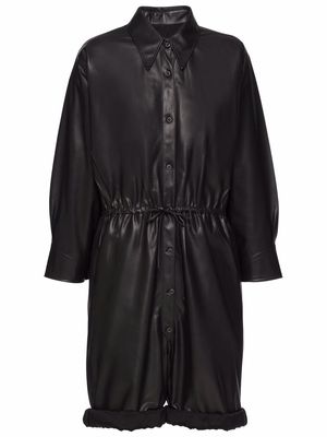 Prada drawstring-waist long-sleeve playsuit - Black