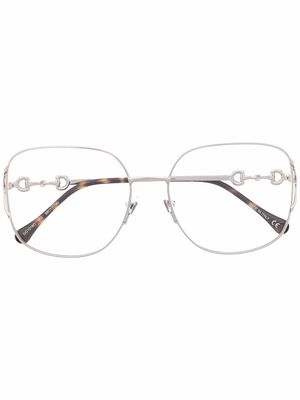 Gucci Eyewear tortoiseshell-effect oversize-frame glasses - Silver
