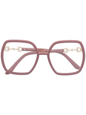 Gucci Eyewear Horsebit detail oversized-frame glasses - Pink
