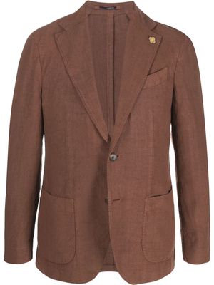 Lardini single-breasted linen blazer - Brown