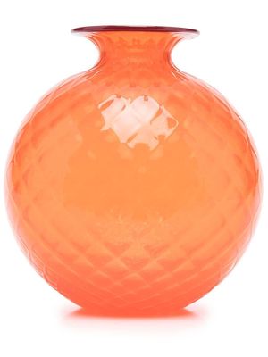 Venini diamond-embossed rounded glass vase - Orange
