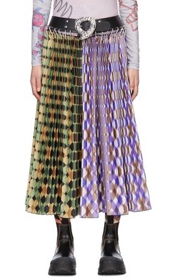 Chopova Lowena Green & Purple Polyester Midi Skirt