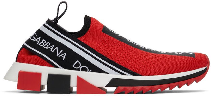Dolce & Gabbana Red Mesh Sneakers