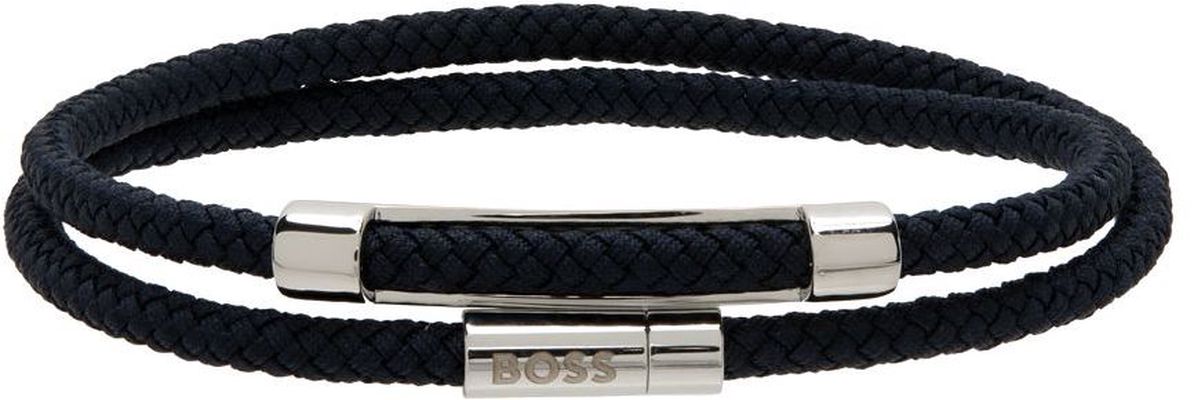 Boss Navy Cord Bracelet