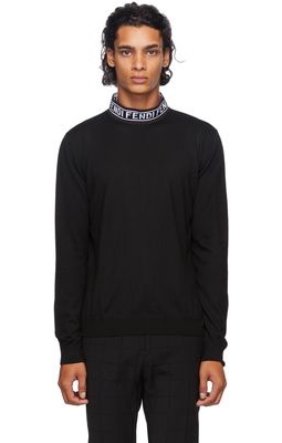 Fendi Black Wool Mock Neck Sweater