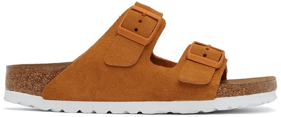 Birkenstock Orange Suede Soft Footbed Arizona Sandals