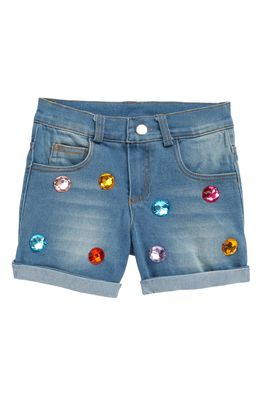 Lola & the Boys Kids' Embellished Rainbow Jewel Cotton Stretch Denim Shorts
