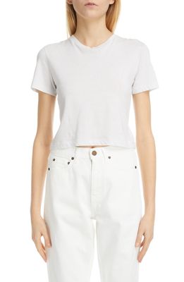 Yves Saint Laurent Crop Cotton Jersey T-Shirt in Naturel